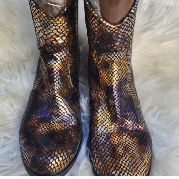Artemis metallic leather reptile pattern ankle boots 41/10 - Picture 9 of 16
